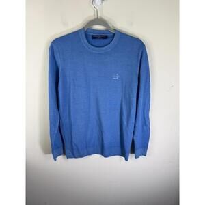 Masters Clubhouse Collection Sz Small Blue Merino Wool Sweater Made In Italy